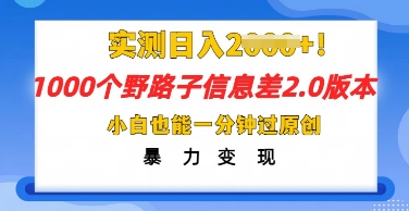 2025抖音1000个野路子信息差最新玩法，一分钟过原创，暴力变现月入几k - 轻创终点站