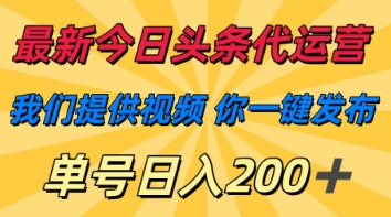 最新今日头条代运营，我们提供视频，你一键发布，单号日入200+【揭秘】 - 轻创终点站