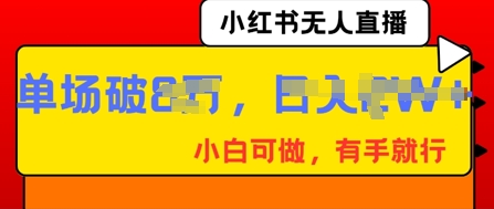 小红书无人直播，纯小白可做，有手就行，单场直播销售额破8w - 轻创终点站