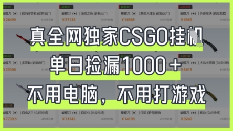 真全网独家CSGO挂G，单日捡漏1k+【揭秘】 - 轻创终点站